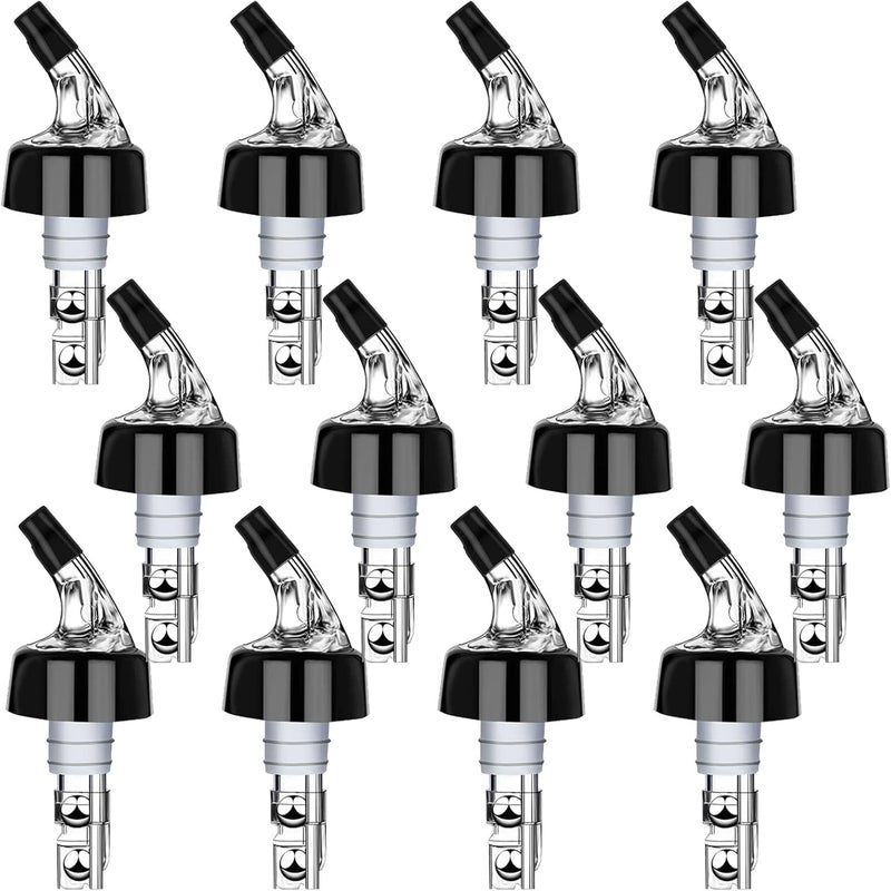 NFFIBDH Automatic Measured Bottle Pourer - Quick Shot Spirit Liquor Pour Spouts with Dust Caps for Wine Cocktail Beverages - Ideal Home Bar Tools 1 oz / 30ml (Clear, 12 Pack) - Image 1